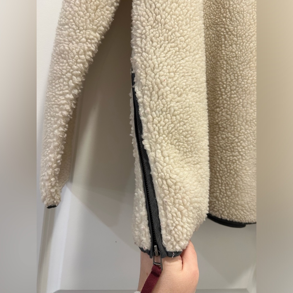 LL Bean Signature Sherpa Pullover Fleece Cream Cozy Mock Neck Outdoor Sweater - Picture 3 of 6
